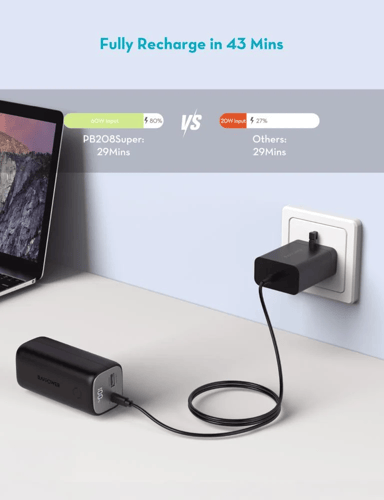 بطارية راف باور بسعة 10000 ملي امبير بقوة 30 واط ب...