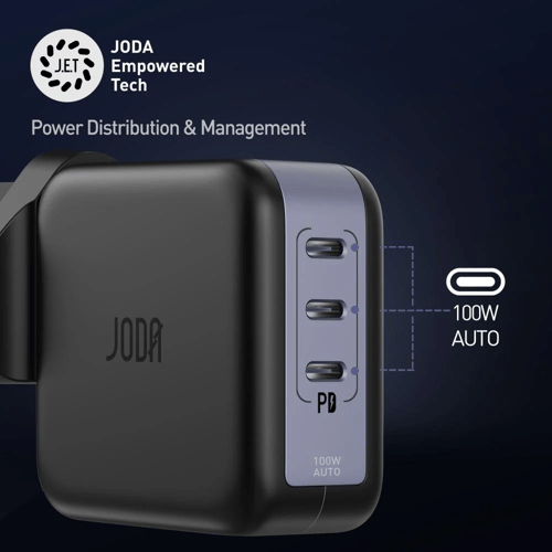 شاحن جداري JODA بقوة 100 واط بثلاث منافذ تايب سي -...