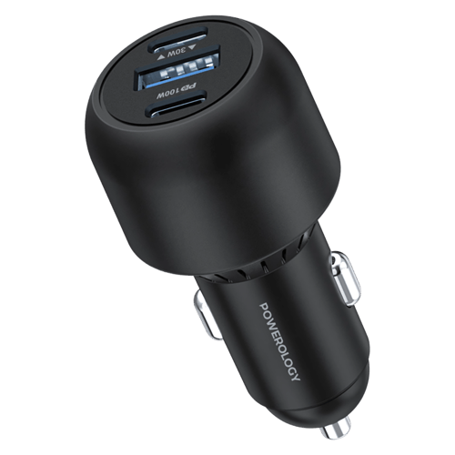 باورلوجي شاحن سيارة 3 منافذ مع كيبل 130واط