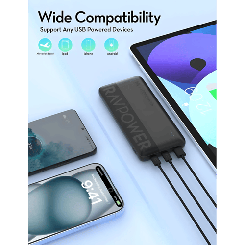 بطارية راف باور بقوة 20 واط بسعة 10000 ملي امبير م...