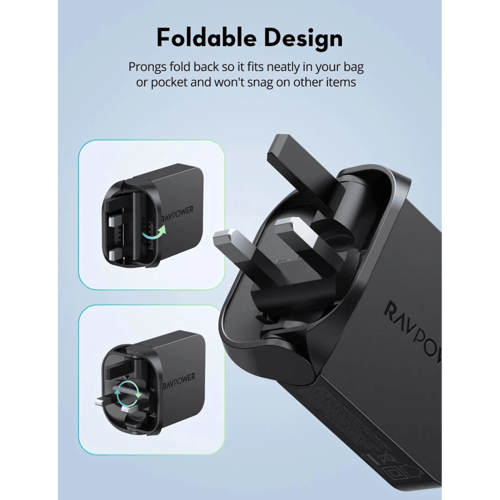 شاحن جداري راف باور نحيف بقوة 35 واط منفذ تايب سي...