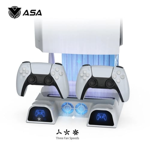 منصة شحن بلايستيشن 5 مع مروحة تبريد وقاعدة شحن يدي...