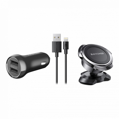 كومبو راف باور شاحن سيارة منفذين بقوة 17 واط + كيب...