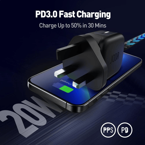 شاحن جداري JODA بقوة 20 واط بمنفذ تايب سي - اسود