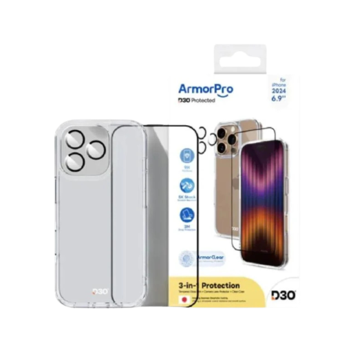 ارمور برو - بكج 3 في 1 لاجهزة الايفون 16 برو - شفا...