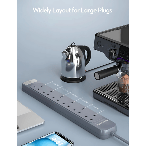 توصيلة راف باور 6 منافذ بقوة 3150 واط - رمادي