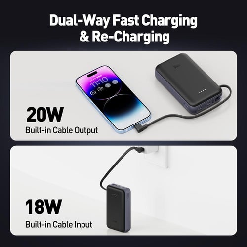 JODA بطارية 20000امبير بقوة 20 واط بي دي مع كيبل م...