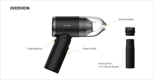 برودو مكنسة سيارة 2000mAh-Black