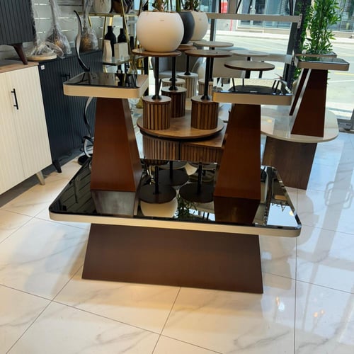 طاولة مستطيل تعتيق بني