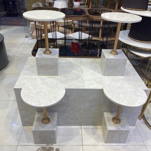 طاولة بديل رخام بيج 1+4