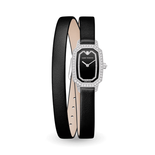 ساعة Harry Winston Emerald ستيل سيلفر مع الماس