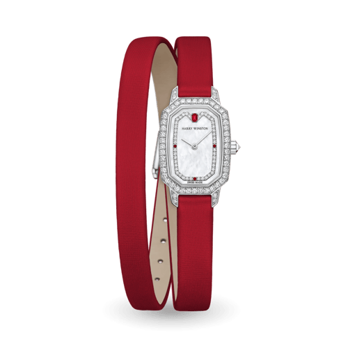 ساعة Harry Winston Emerald ستيل سيلفر مع الماس