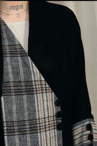 عبايه كاروهات مع مخمل