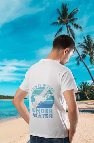 تي شيرت قطن - الحياة افضل تحت الماء