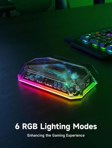 وصلة تايب سي 12in1 باضاءة RGB و تدعم 4K 120Hz وهيك...