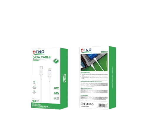 دينو سلك شاحن تايب سي تو لايتينق 1م - أبيض