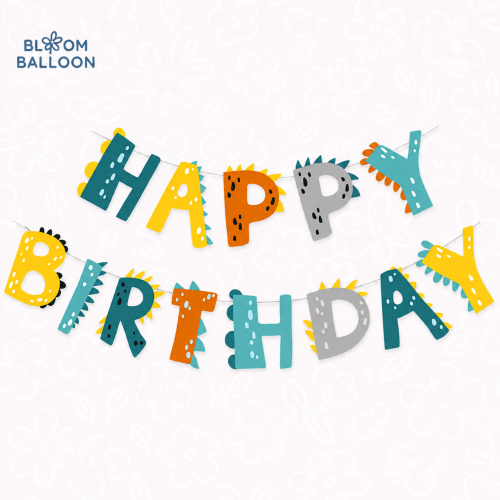 بانر عيد الميلاد – ثيم ديناصورات | Dinosaur Birthday Banner