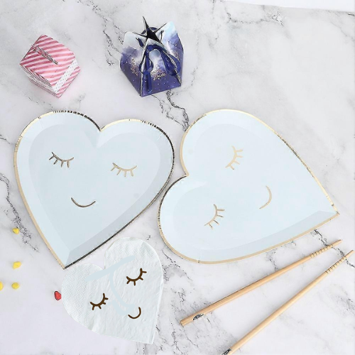 أدوات المائدة القلوب (سماوي) | Light Blue Hearts T...