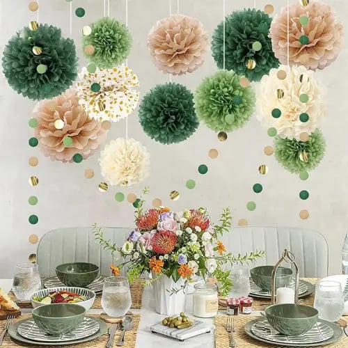زينة ورقية أخضر | Green Paper Decoration Set