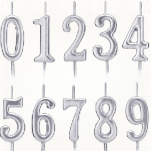 شموع أرقام فضي | Sliver Numbers Candles