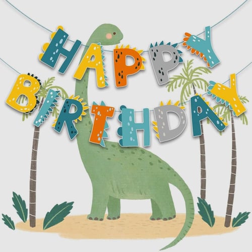 بانر عيد الميلاد – ثيم ديناصورات | Dinosaur Birthd...