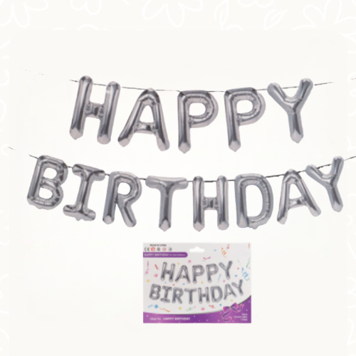 Happy Birthday Balloon Banner (Sliver)| بالون بانر...