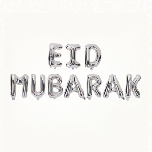 Eid Mubarak Balloon Banner (Sliver)| بالون بانر عي...