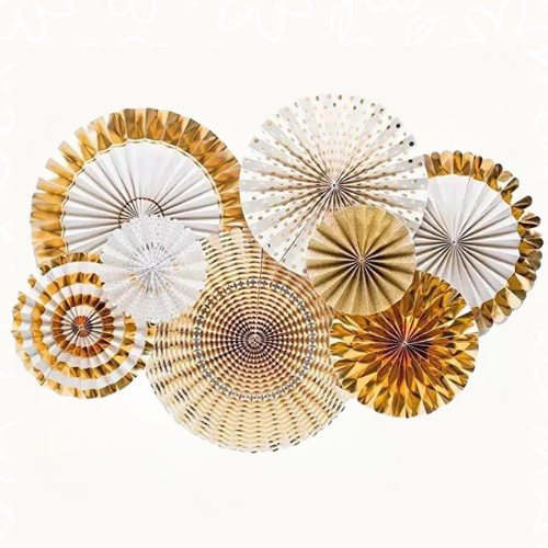 مراوح ورقيه ذهبية | Golden Paper Fans
