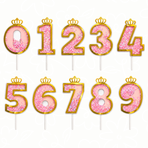 تغريسة ارقام كونفتي | Pink Confetti Number Topper