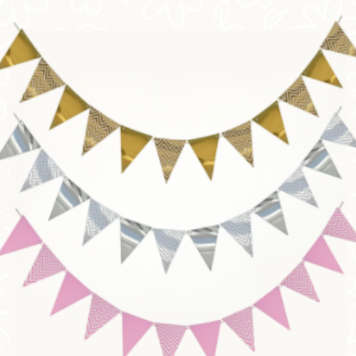 بانر الأعلام ( فضي) | Flag Banner