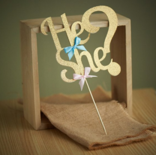 Gender Reveal Topper (Gold) | تغريسة كشف الجنين (ذ...