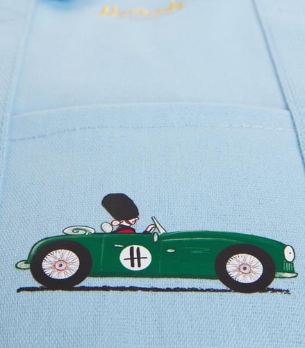 هارودز شنطة اطفال ازرق بتطريز سيارة