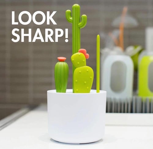 مجموعة فرش تنظيف زجاجات بشكل صبار من بون من 4 قطع...