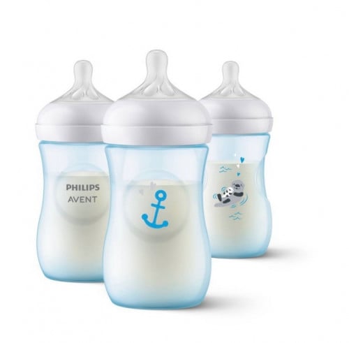 رضاعات افنت ازرق بحري بلاستيك مقاس 260مل - 3 قطع