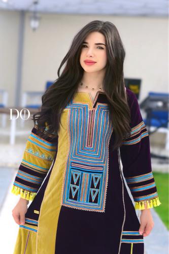 جلابية من المخمل الهندي تطريز عسيري