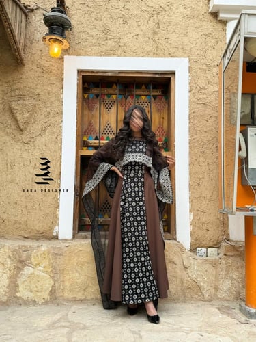 فستان يوم التأسيس بني "ثلاث قطع"