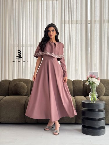 فستان موف مزين بالشك