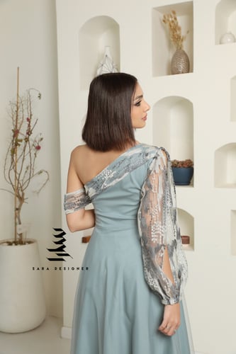 فستان تيفاني بكم مطرز