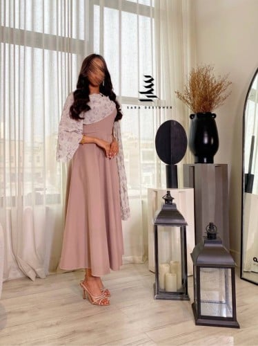 فستان موف مع شيفون مُطرز