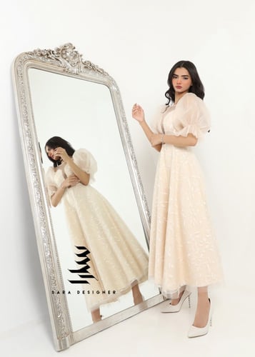 فستان بيج بتطريز كامل