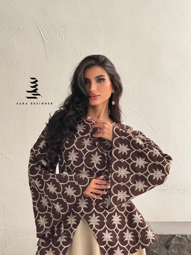 فستان بيج بتطريز عودي