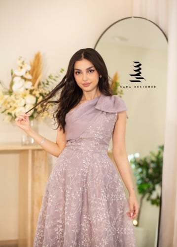 فستان موف بتطريز كامل