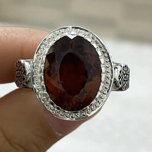 خاتم فضة رجالي بحجر إمبريال توباز