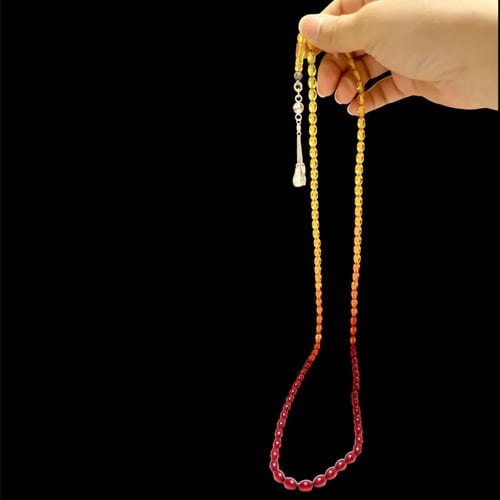 سبحه تراب كهرمان 99 تسبيحه كتلة فضه