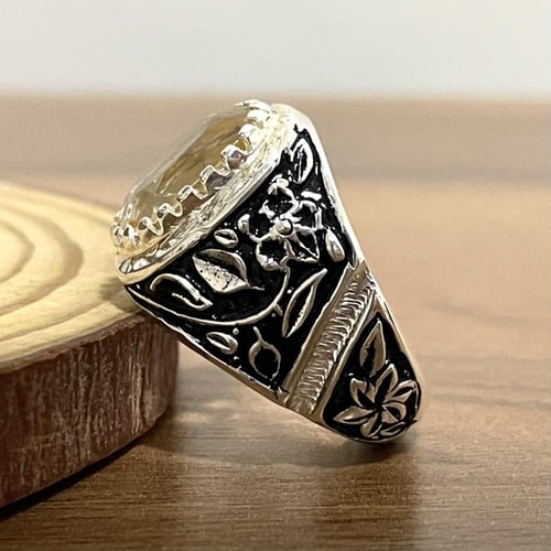 خاتم فضة رجالي بحجر سترين