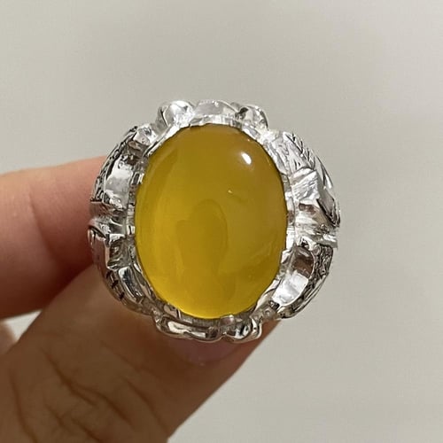 خاتم فضة رجالي بحجر عقيق شرف الشمس