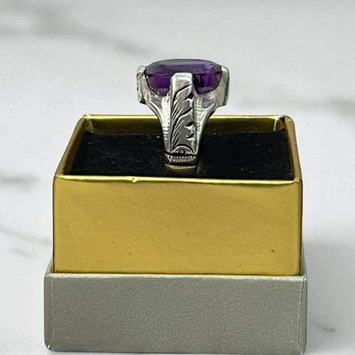 خاتم فضة رجالي بحجر الكسندرايت