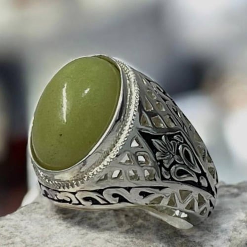 خاتم فضة رجالي بحجر الفسفور المضيء