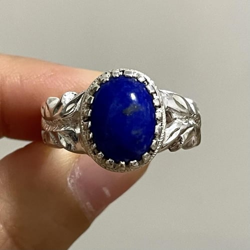 خاتم فضة رجالي بحجر لازورد افغاني طبيعي