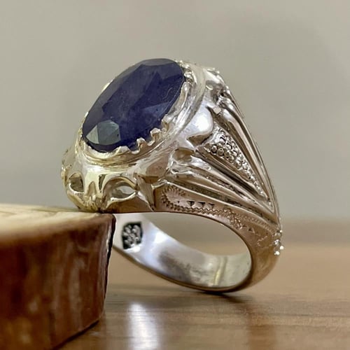 خاتم فضة رجالي بحجر زفير افريقي